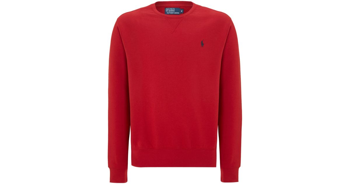 Polo ralph lauren Classic Crew Neck Sweater in Red for Men | Lyst