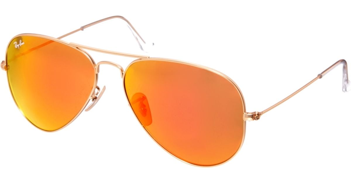 Lyst Asos Rayban Orange Mirror Aviator Sunglasses In Metallic 