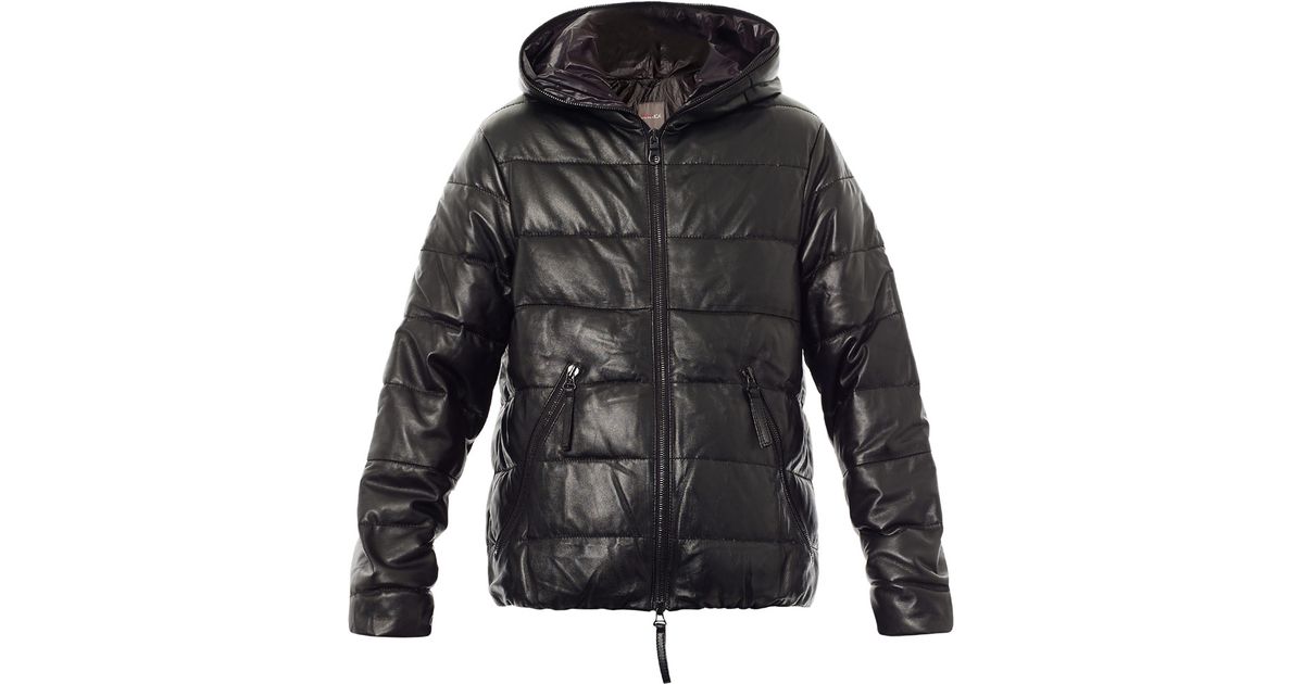 Duvetica Dionisio Leather Down Jacket in Black for Men | Lyst