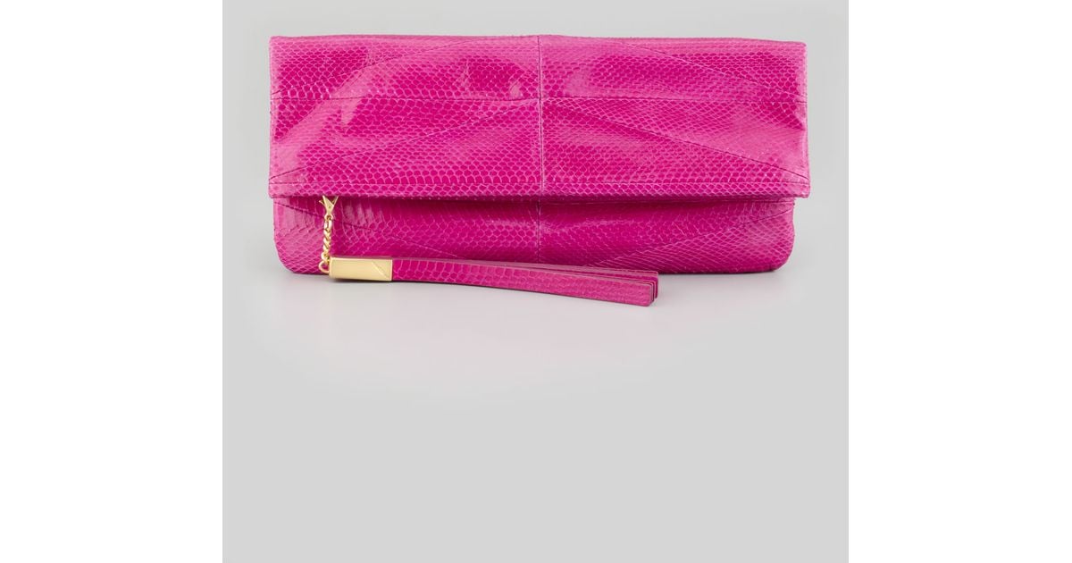 Lyst B Brian Atwood Robin Soft Snake Foldover Clutch Bag Magenta Lyst B Brian Atwood Robin Soft Snake Foldover Clutch Bag Magenta In Pink