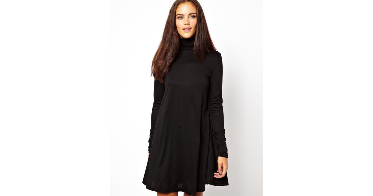 Lyst Glamorous Swing Dress with Polo Neck in Black