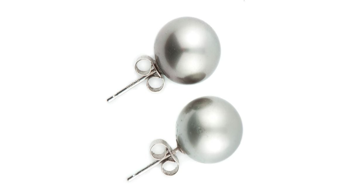 Lyst Black Co Uk Large Round Tahitian Pearl Studs Sold Out Lyst Black Co Uk Large Round Tahitian Pearl Studs Sold Out In White