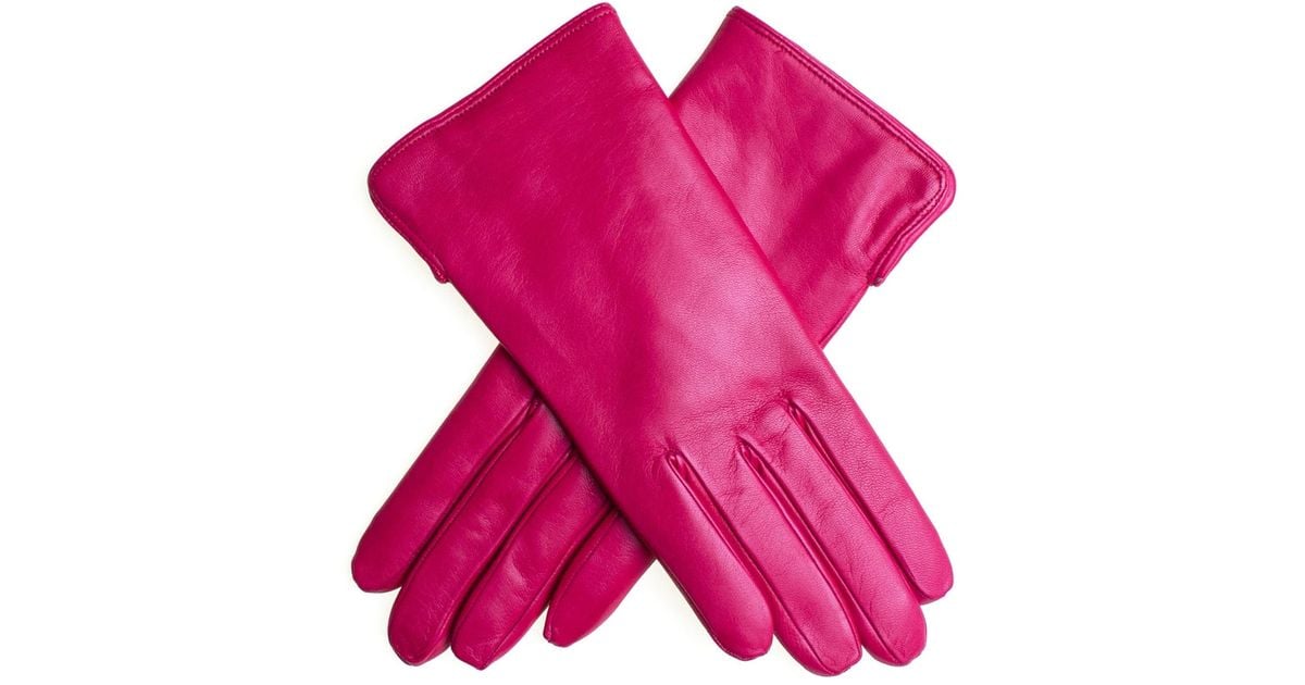 Black.co.uk Fuchsia Leather Gloves With Cashmere Lining in Pink Lyst