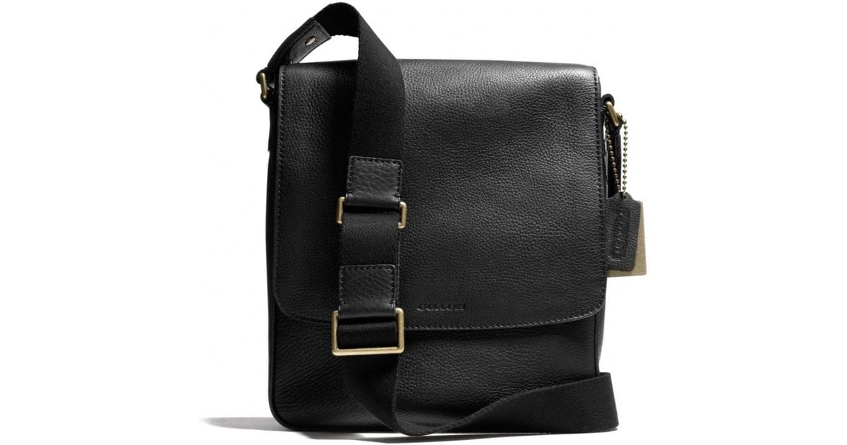 Coach Bleecker Map Bag in Pebbled Leather in Black for Men | Lyst