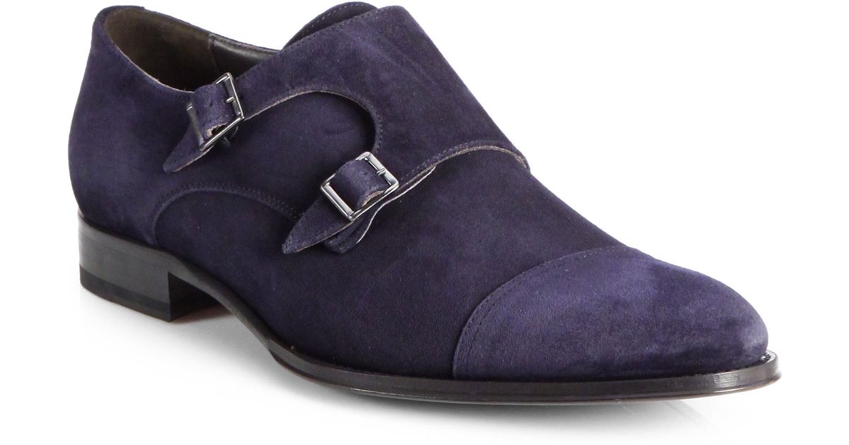 suede monk strap shoes
