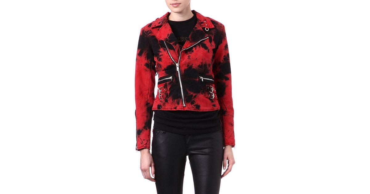Tripp Nyc Moto Dyed Firework Biker Jacket In Red Lyst