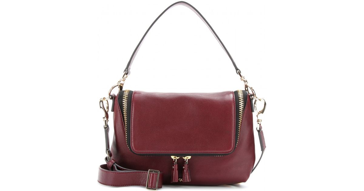 Lyst - Anya Hindmarch Maxi Zip Mini Leather Shoulder Bag in Red