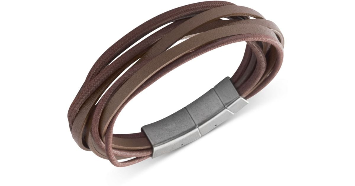 Lyst Fossil Stainless Steel Brown Leather Multistrand Wrap Lyst Fossil Stainless Steel Brown Leather Multistrand Wrap Bracelet In For Men