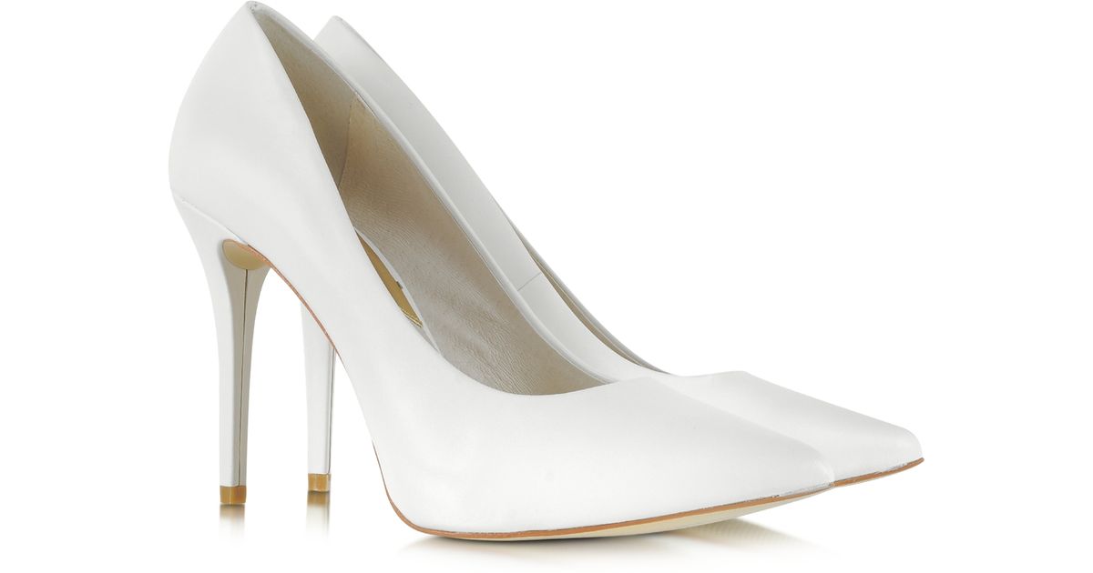 Lyst - Michael Kors Joselle Optic White Pointed toe Leather Pump in White