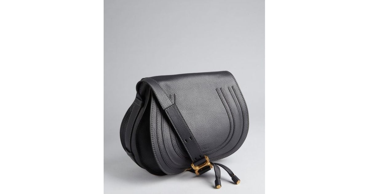 Chlo Black Grained Lambskin Marcie Crossbody Bag in Black | Lyst  