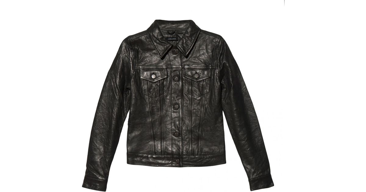 J Brand Leather Jean Jacket In Black Lyst
