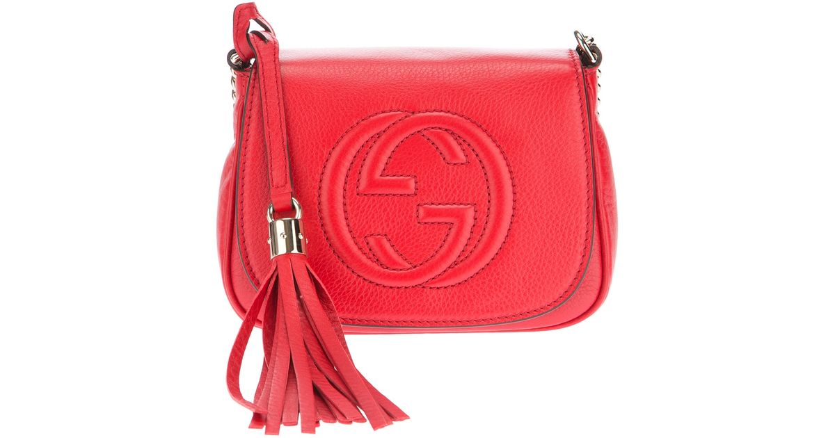 gucci soho red leather shoulder bag