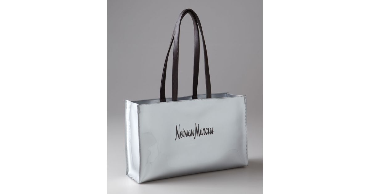 Neiman Marcus Medium Nm Ping Tote In Metallic Lyst