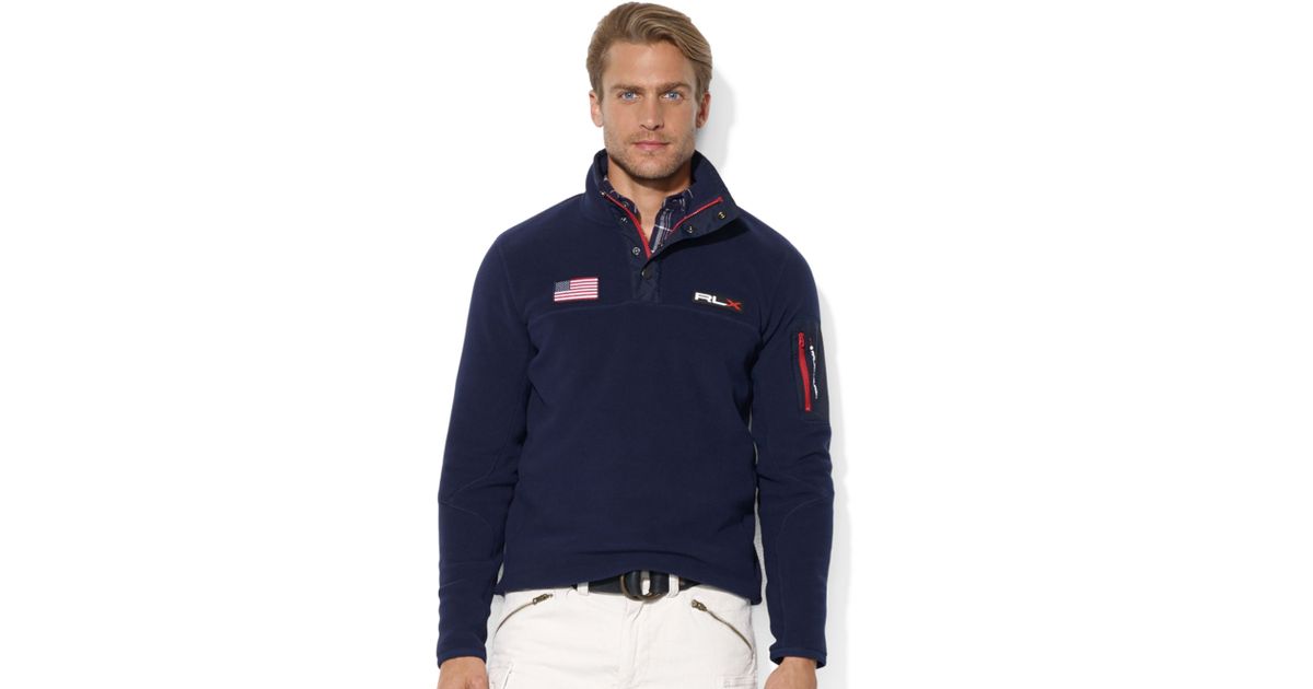 Download Lyst - Ralph Lauren Usa Polar Mock Neck Fleece Jacket in Blue for Men