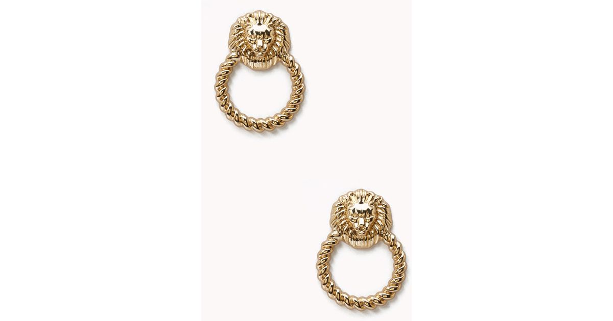 Lyst Forever 21 Lion Door Knocker Earrings In Metallic