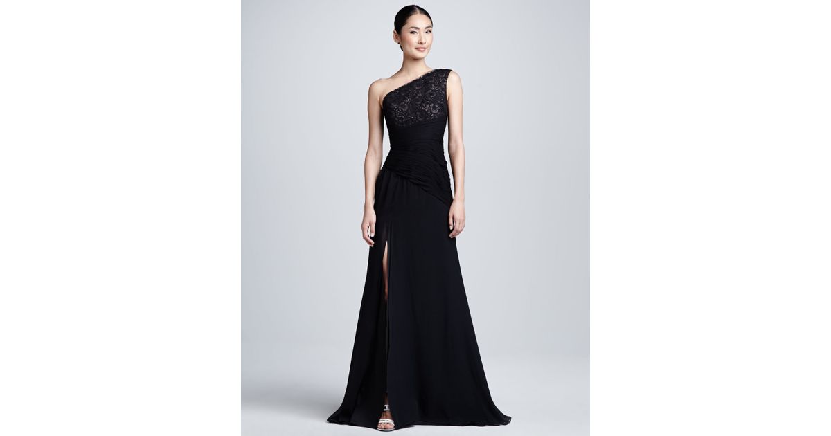 ml monique lhuillier one shoulder gown