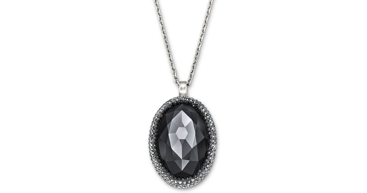 Lyst Swarovski Palladiumplated Black Crystal Oval Pendant Necklace Lyst Swarovski Palladiumplated Black Crystal Oval Pendant Necklace In Metallic