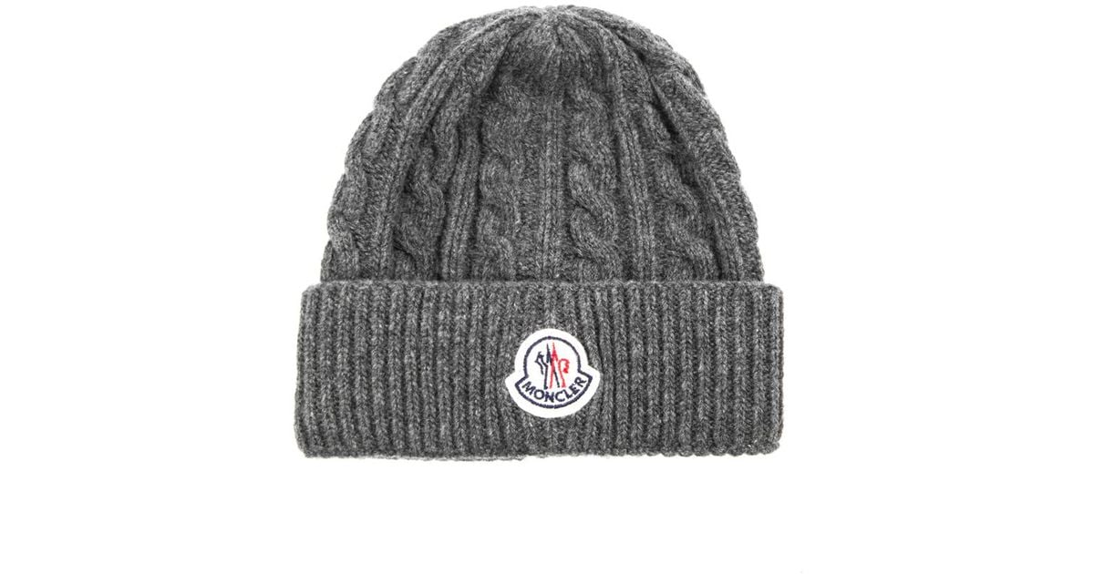 moncler cable knit beanie grey moncler cable knit beanie grey
