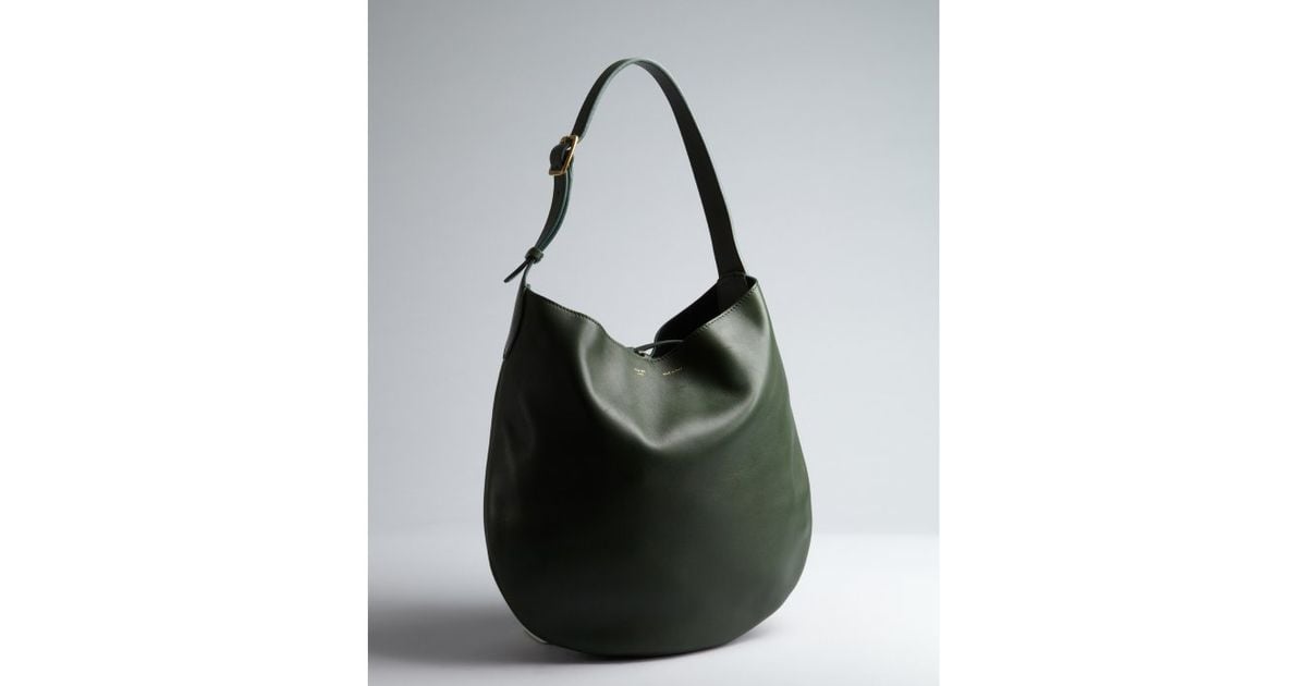 Lyst Céline Hunter Leather Tie Top Hobo Bag In Green