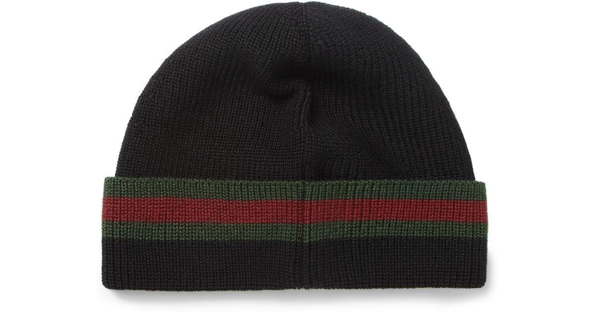 Gucci Wool and Silkblend Beanie Hat in Black for Men Lyst