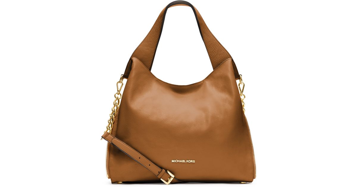 Lyst Michael Kors Large Devon Shoulder Tote In Brown
