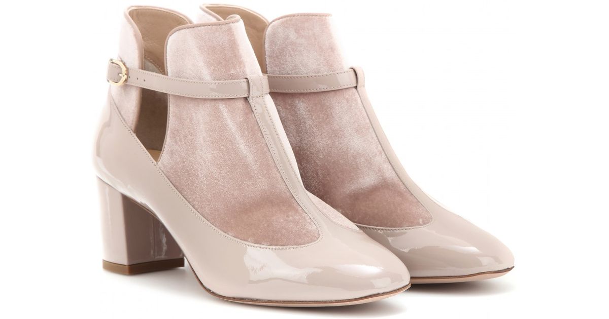 Lyst Valentino Patentleather and Velvet Tbar Pumps in Pink