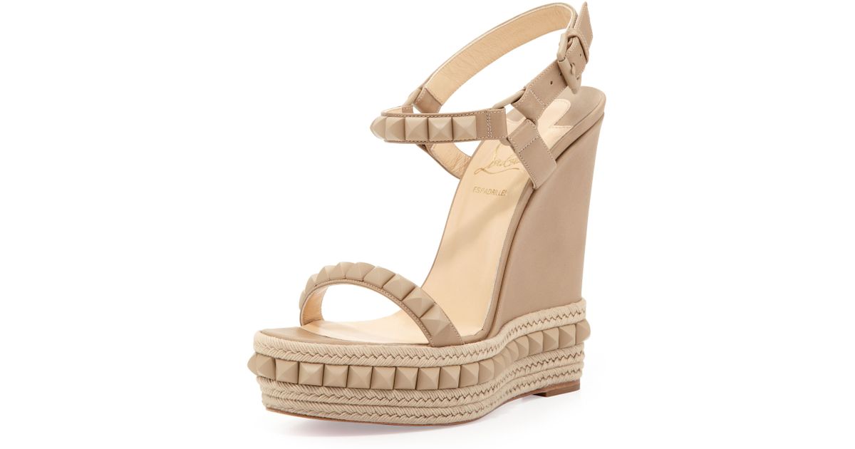 Christian louboutin Cataclou Redsole Espadrille Sandal Beige in ...