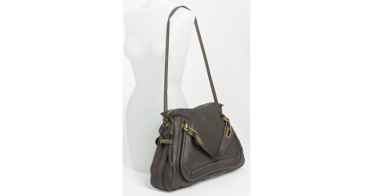 Chlo Paraty Large Calfskin Leather Satchel in Gray (Rock) | Lyst