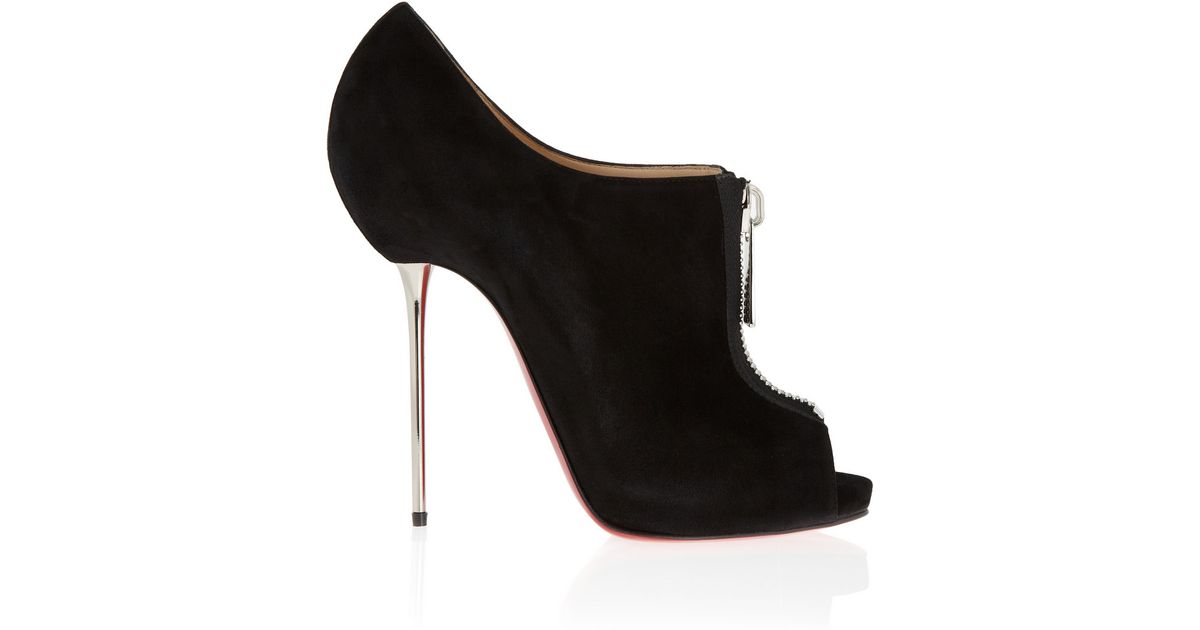 Christian louboutin Zipito 120 Suede Ankle Boots in Black | Lyst