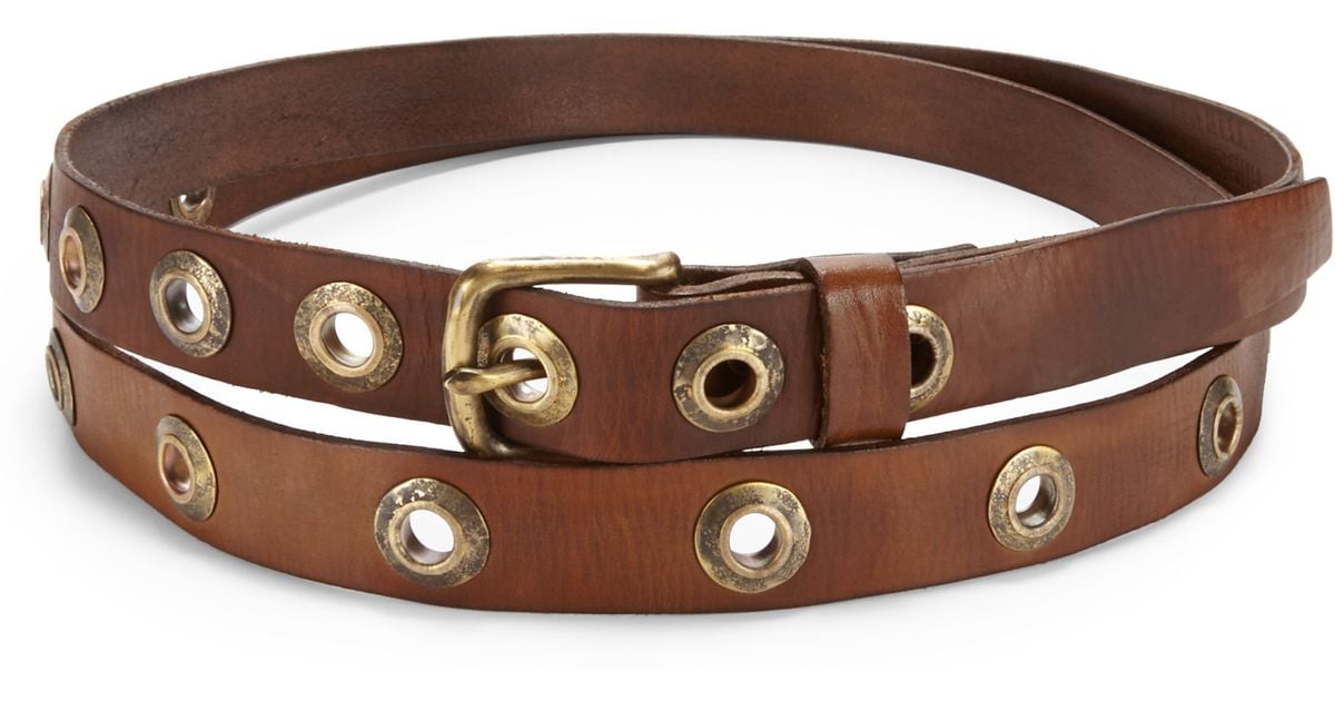 Lyst Donna Karan Leather Double Wrap Grommet Belt in Brown