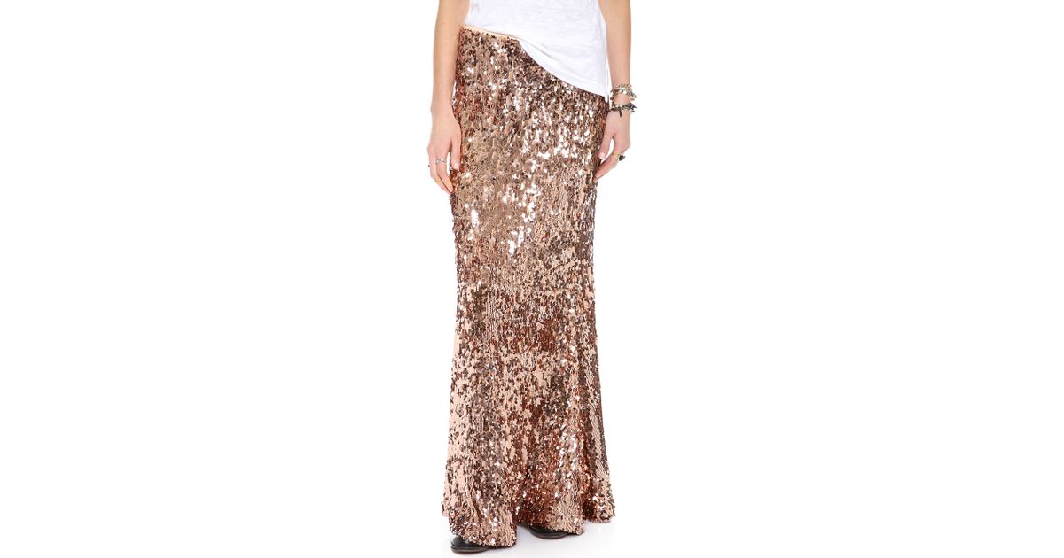 rose gold maxi skirt