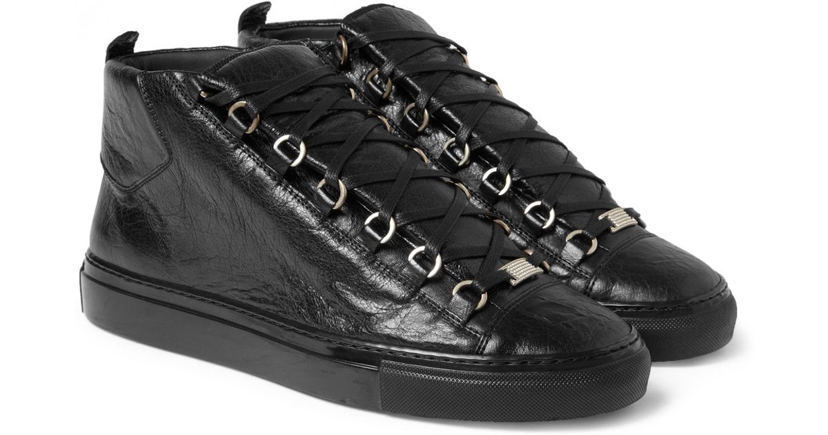balenciaga black leather sneakers
