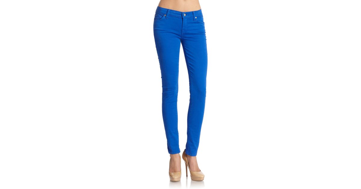 Lyst 7 For All Mankind Gwenevere Colored Skinny Jeans In Blue