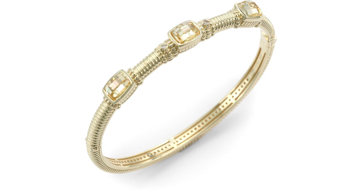 Lyst Judith Ripka Canary Crystal Diamond 14k Gold Textured Bangle Lyst Judith Ripka Canary Crystal Diamond 14k Gold Textured Bangle Bracelet In Metallic