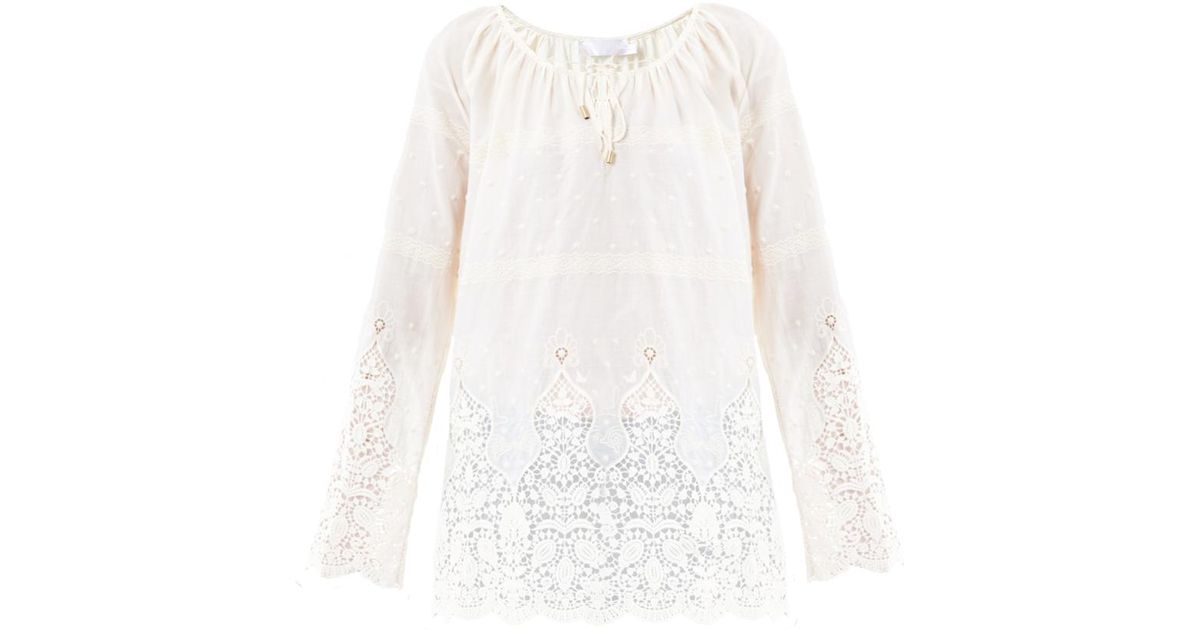 Lyst Zimmermann Keeper Embroidered Cover Up in Natural