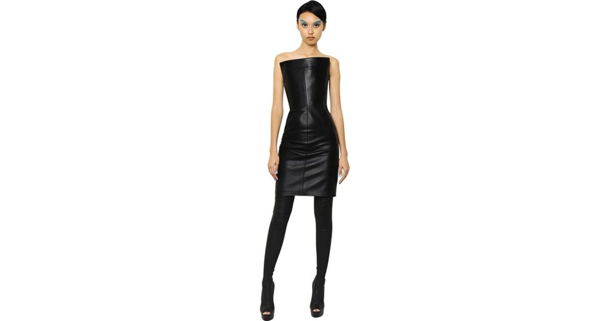 Lyst Gareth Pugh Leather Strapless Dress in Black