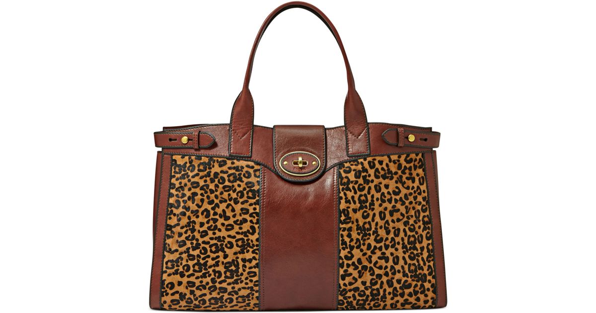 Lyst Fossil Animal Print Leather And Calf Hair Tote