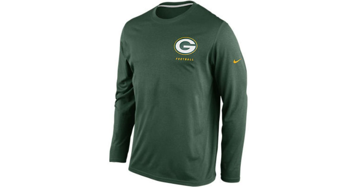 Lyst - Nike Mens Long Sleeve Green Bay Packers Dri-fit T-shirt in Green ...
