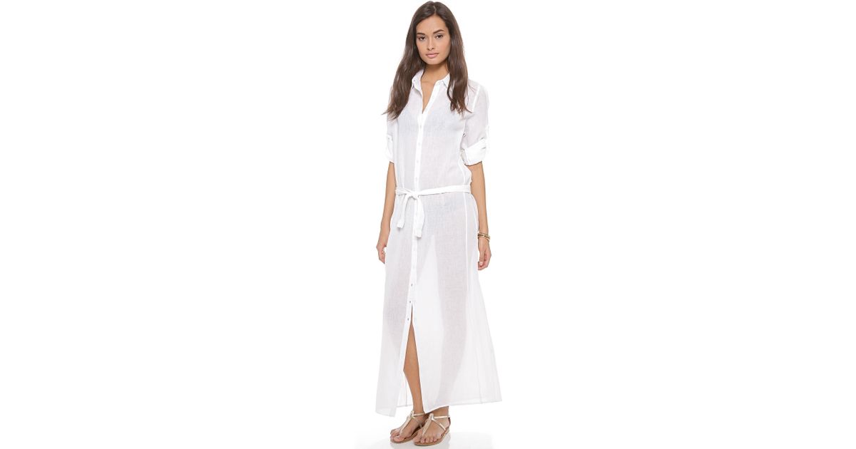 Lyst Thayer Shirt Dress Cover Up White Gauze in White