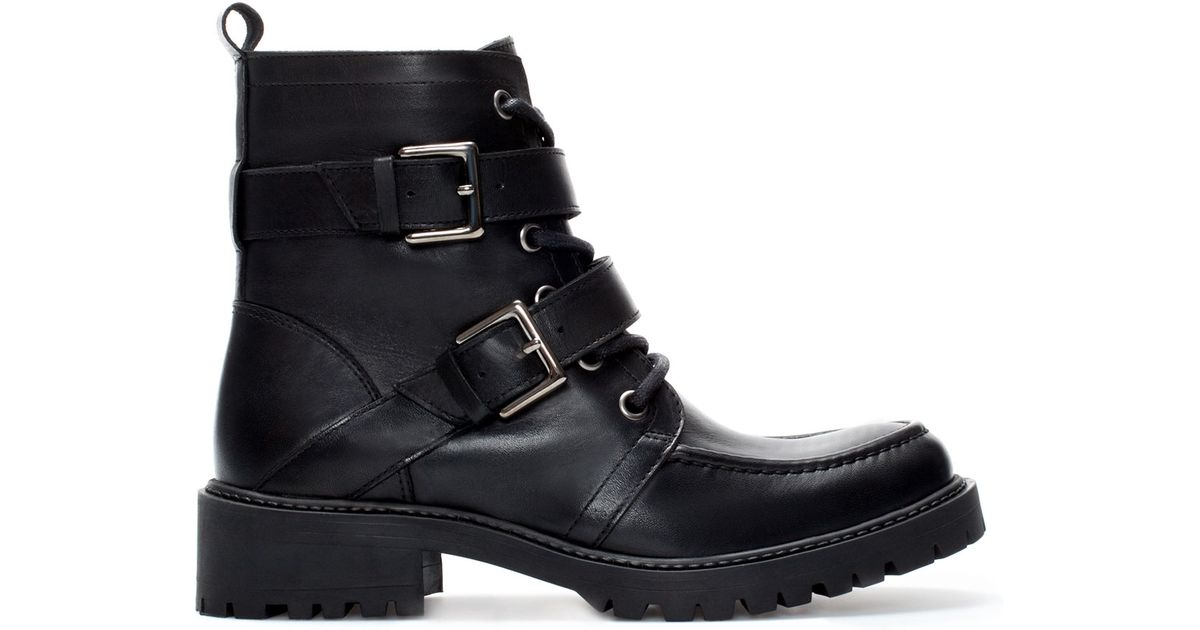 zara flat lace up boots