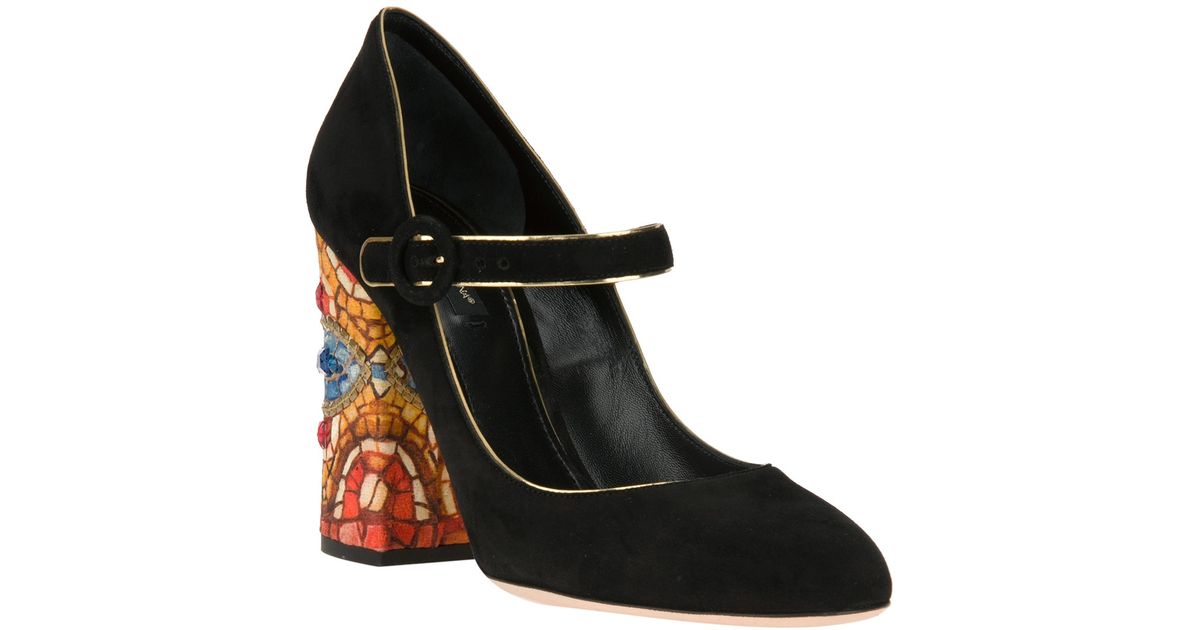 Lyst - Dolce & gabbana Embellished Heel Pump in Black