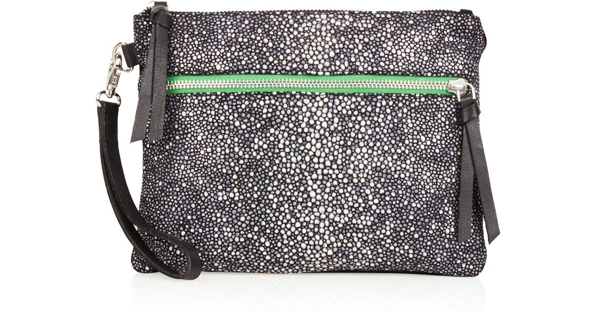 Lyst Top Stingray Leather Clutch Bag In Black