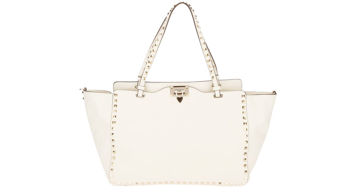 Valentino Rockstud Tote Bag In White Lyst