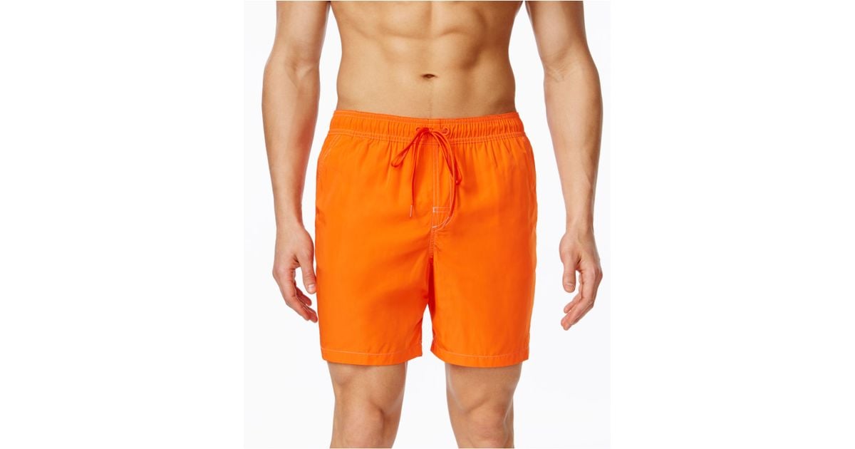 Calvin klein Men's Uv Protection Quick Dry Swim Trunks in Orange for ...