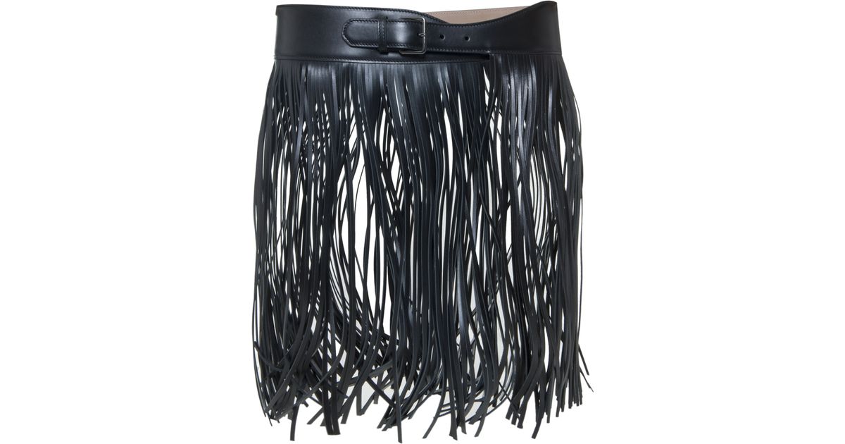 Alaïa Leather Fringed Belt in Black - Lyst