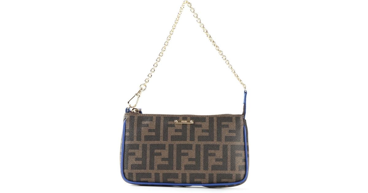 Lyst Fendi Small Ff Logo Shoulder Bag In Brown