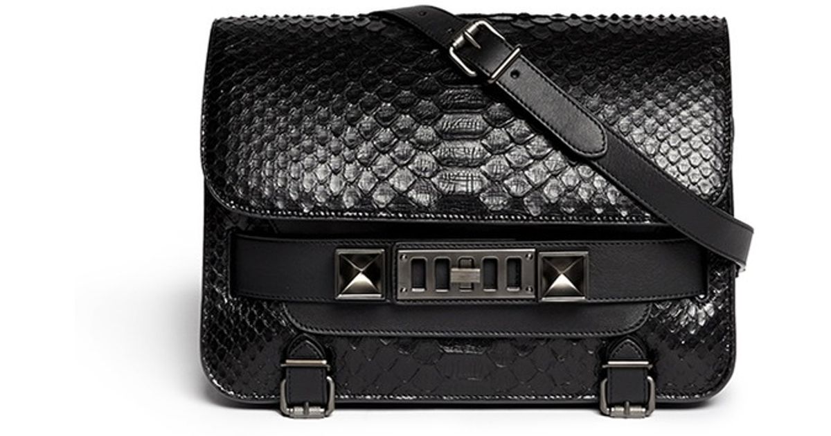 Lyst Proenza Schouler Ps11 Classic Python Leather Bag In Black