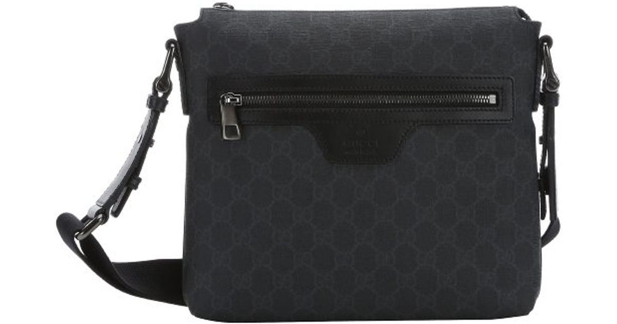 Gucci Black Gg Coated Canvas Small Messenger Bag in Black for Men | Lyst