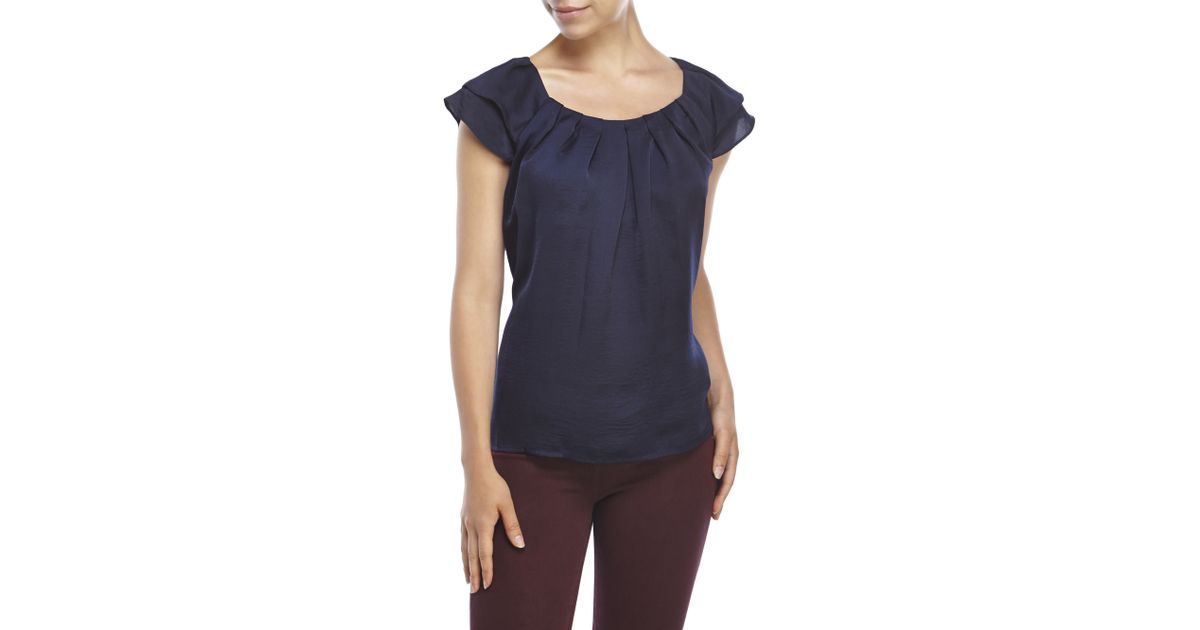 violet violet pleated neck blouse in violet violet pleated neck blouse in