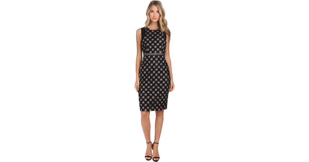 Lyst Nicole Miller Sunburst Embroidery Dress W Waistband In Black